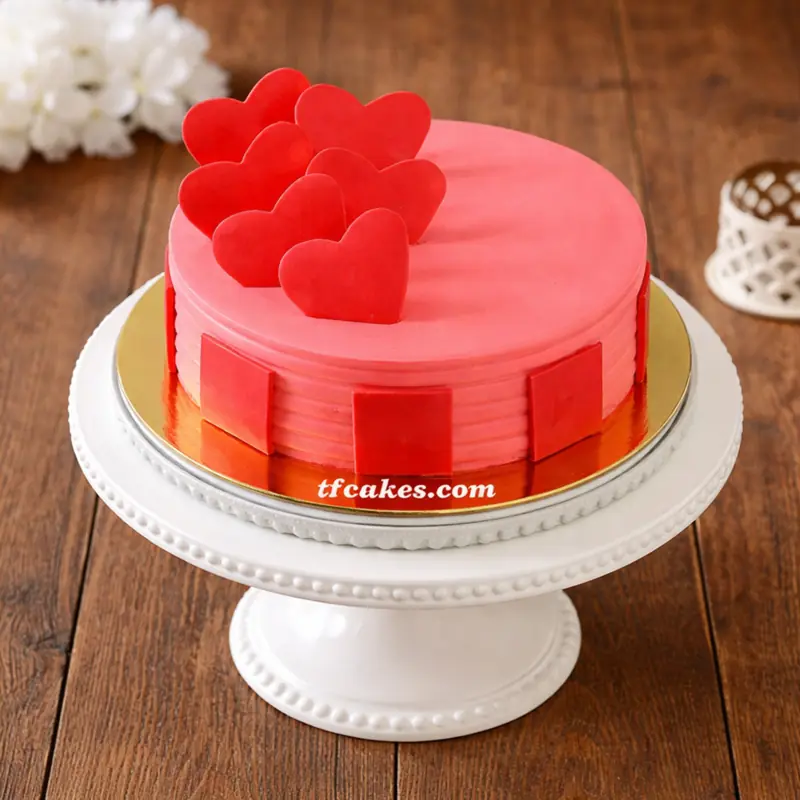 Red Velvet Heart Cake - TF Cakes Online Delivery Freshly baked handcrafted Red Velvet Heart Cake – Cake design by TF Cakes