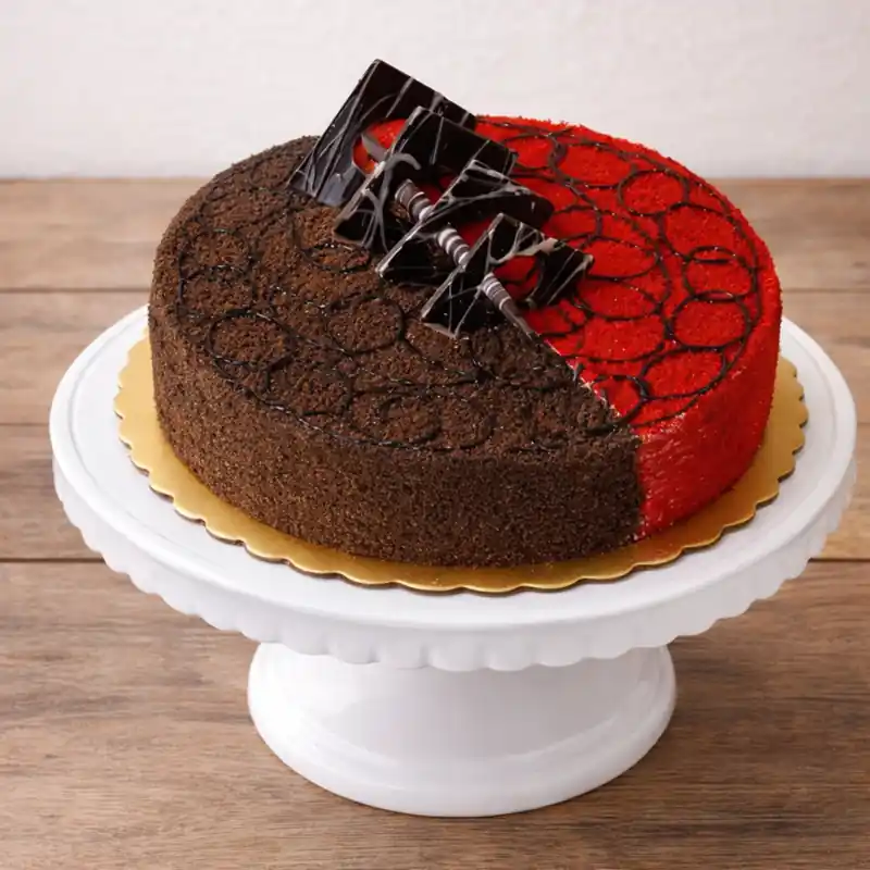 Red Velvet Chocolate Fusion Cake - TF Cakes Online Delivery Freshly baked handcrafted Red Velvet Chocolate Fusion Cake – Cake design by TF Cakes
