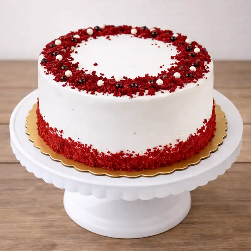 Red Velvet Pearl Ring Cake - TF Cakes Online Delivery Freshly baked handcrafted Red Velvet Pearl Ring Cake – Cake design by TF Cakes