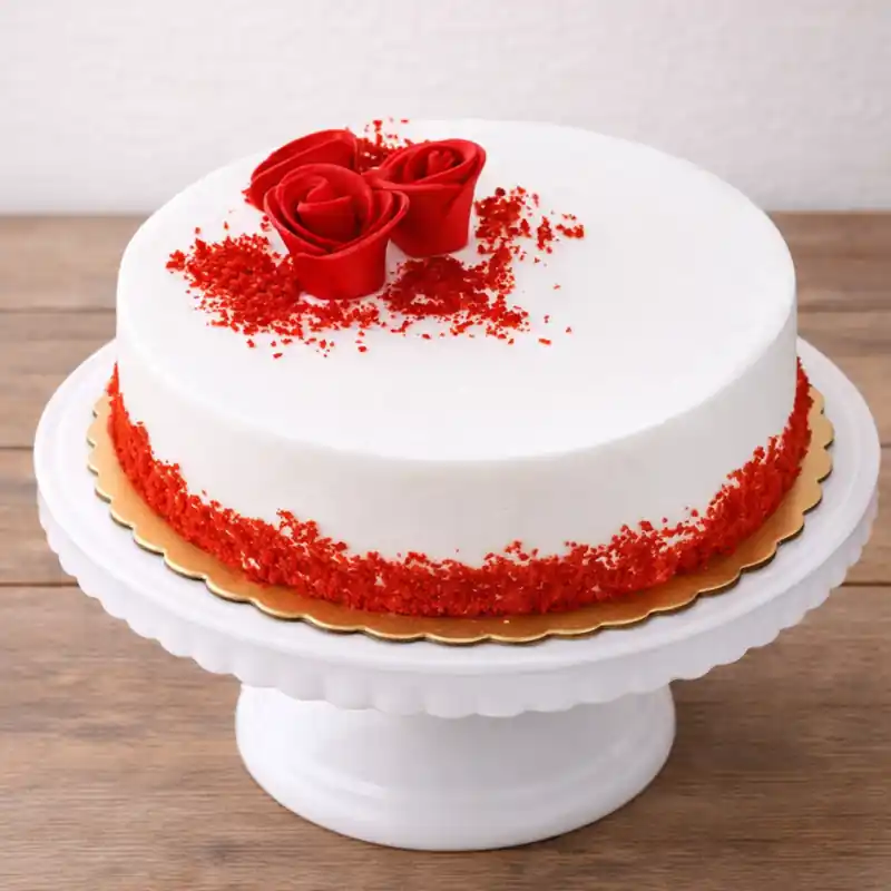 Red Velvet Rose Designer Cake - TF Cakes Online Delivery Freshly baked handcrafted Red Velvet Rose Designer Cake – Cake design by TF Cakes