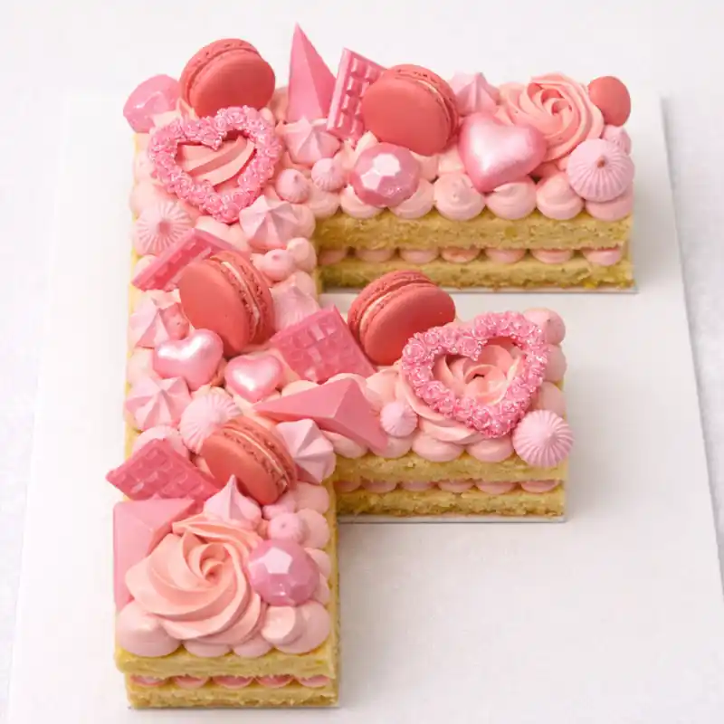 Rose Romance Letter F Cake - TF Cakes Online Delivery Freshly baked handcrafted Rose Romance Letter F Cake – Cake design by TF Cakes