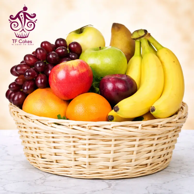 Simple Fresh Fruit Basket - TF Cakes Online Delivery Freshly baked handcrafted Simple Fresh Fruit Basket – Cake design by TF Cakes