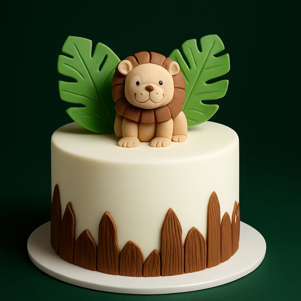 Simple Jungle Lion Cake - TF Cakes Online Delivery Freshly baked handcrafted Simple Jungle Lion Cake – Cake design by TF Cakes
