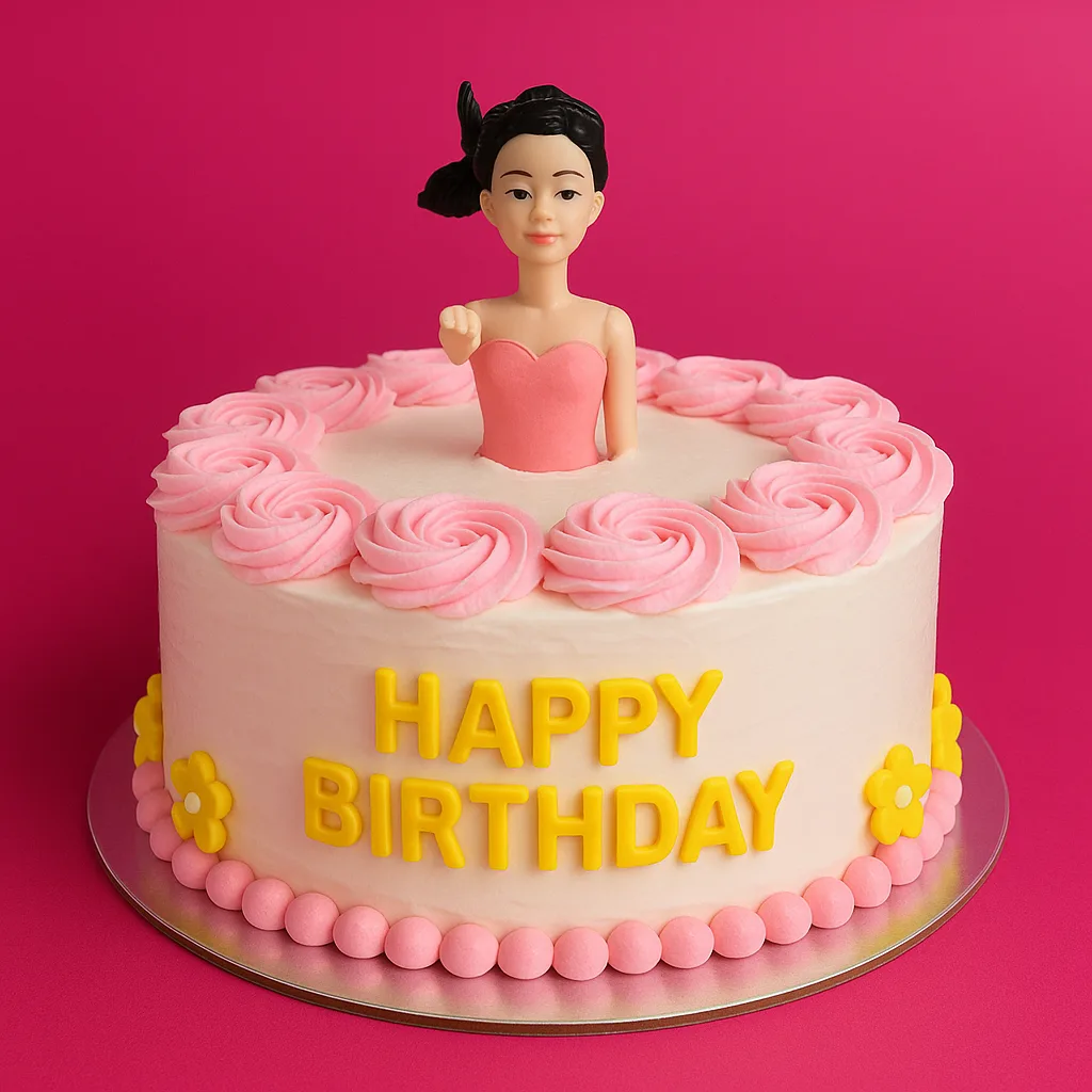 Simple Rosette Half Doll Cake - TF Cakes Online Delivery Freshly baked handcrafted Simple Rosette Half Doll Cake – Cake design by TF Cakes