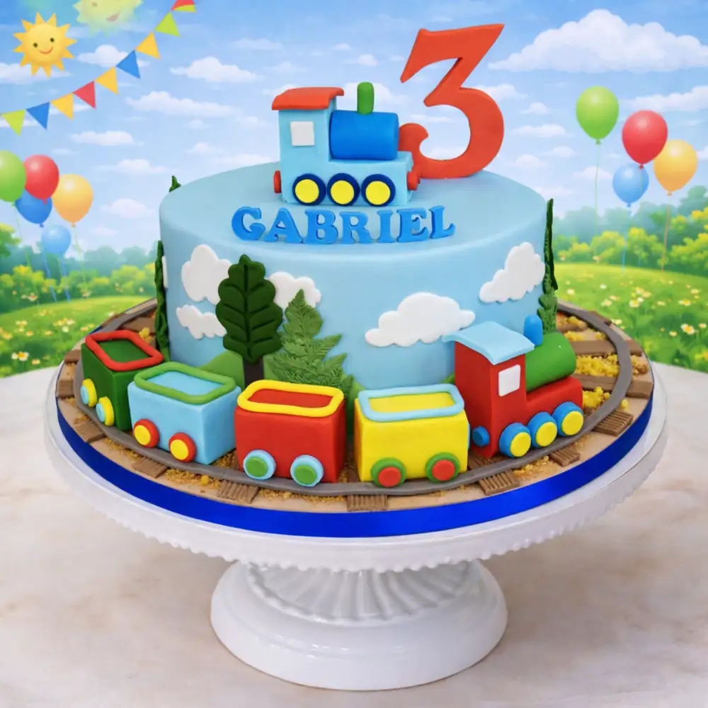 Simple Train Birthday Cake - TF Cakes Online Delivery Freshly baked handcrafted Simple Train Birthday Cake – Cake design by TF Cakes