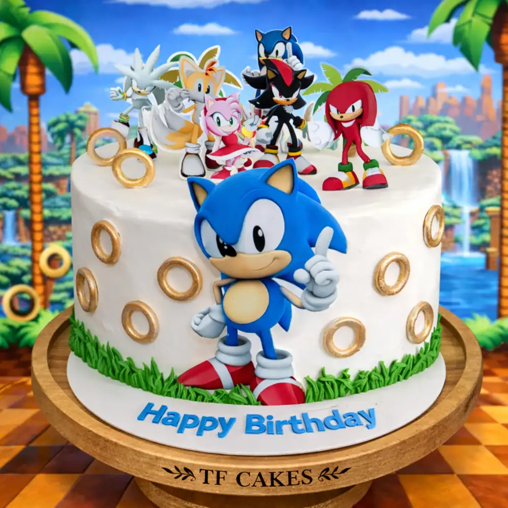Sonic Team Character Cake - TF Cakes Online Delivery Freshly baked handcrafted Sonic Team Character Cake – Cake design by TF Cakes