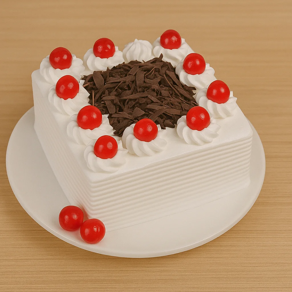 Square Cream Forest Cake - TF Cakes Online Delivery Freshly baked handcrafted Square Cream Forest Cake – Cake design by TF Cakes