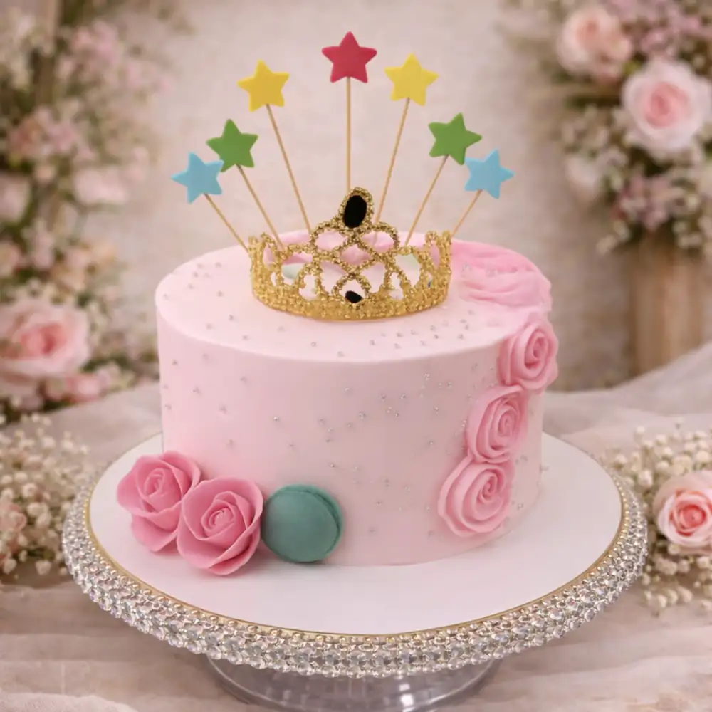 Star Crown Princess Birthday Cake - TF Cakes Online Delivery Freshly baked handcrafted Star Crown Princess Birthday Cake – Cake design by TF Cakes
