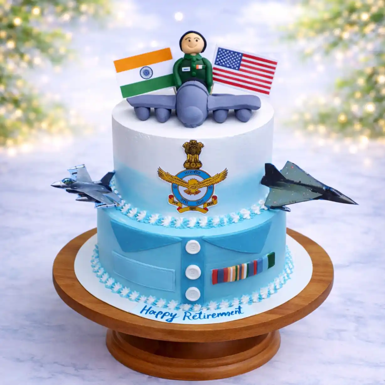 Air Force Pilot Theme Celebration Cake - TF Cakes Online Delivery Freshly baked handcrafted Air Force Pilot Theme Celebration Cake – Cake design by TF Cakes