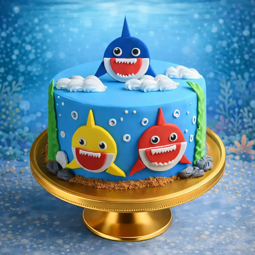 Baby Shark Ocean Adventure Theme Cake - TF Cakes Online Delivery Freshly baked handcrafted Baby Shark Ocean Adventure Theme Cake – Cake design by TF Cakes