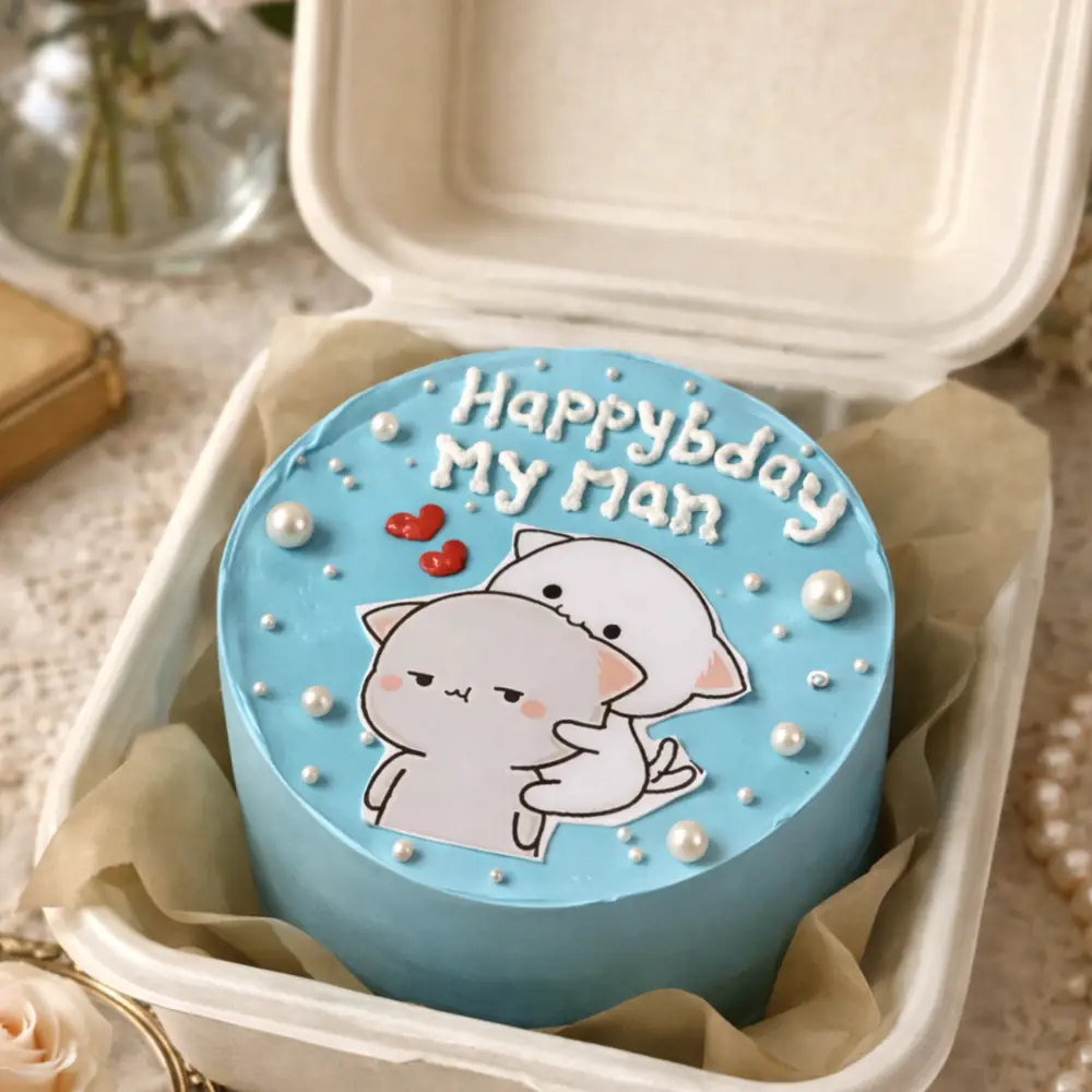 Cute Couple Korean Bento Cake - TF Cakes Online Delivery Freshly baked handcrafted Cute Couple Korean Bento Cake – Cake design by TF Cakes