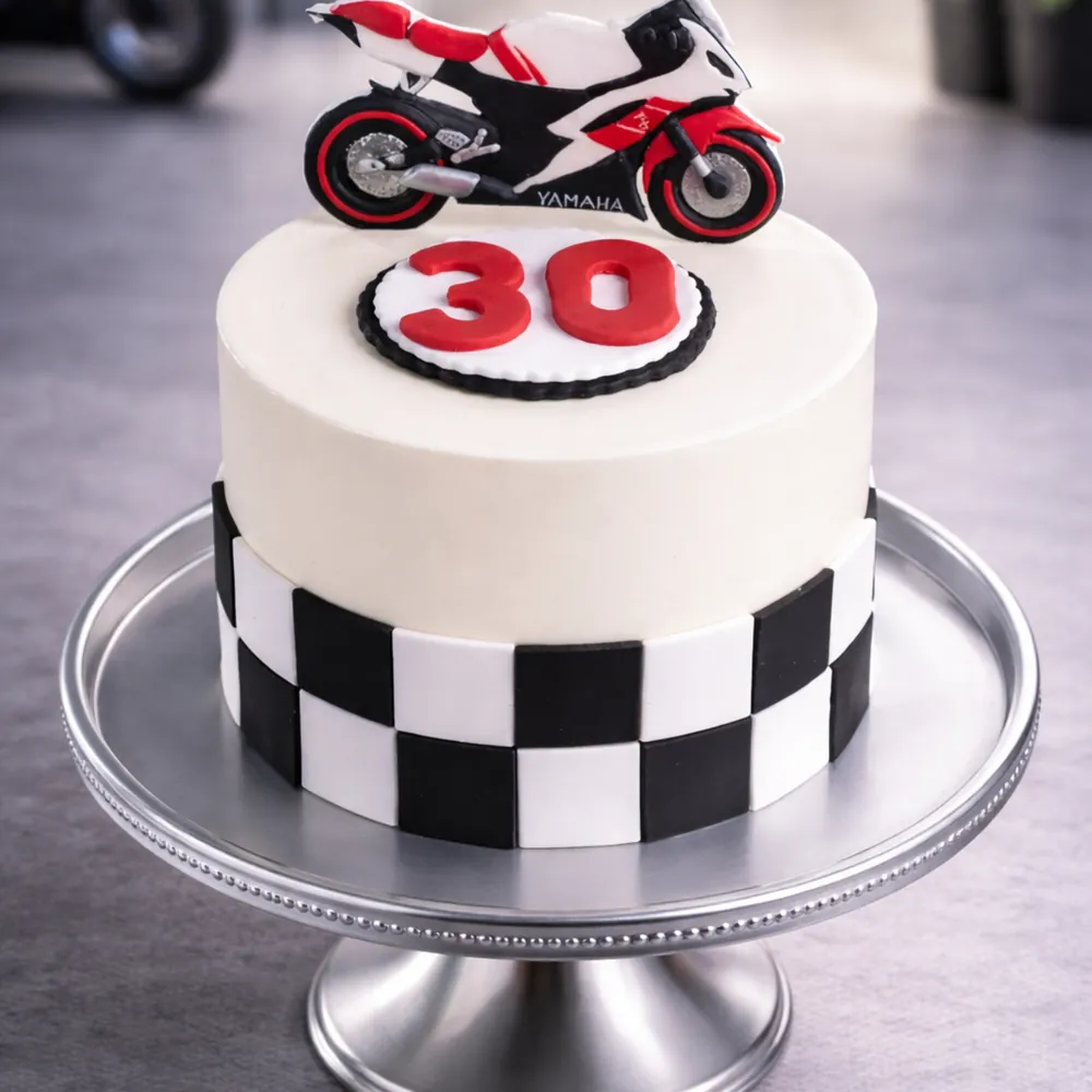 Yamaha Racing Bike Theme Cake - TF Cakes Online Delivery Freshly baked handcrafted Yamaha Racing Bike Theme Cake – Cake design by TF Cakes
