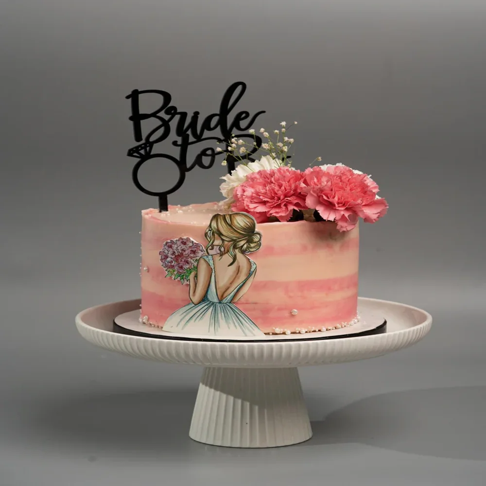 Elegant Pink Floral Bride To Be Cake - TF Cakes Online Delivery Freshly baked handcrafted Elegant Pink Floral Bride To Be Cake – Cake design by TF Cakes