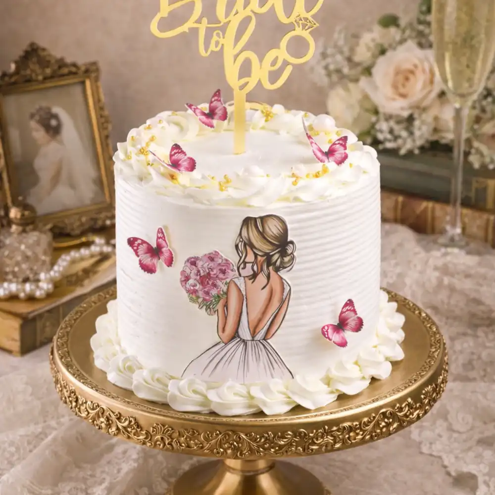 Butterfly Bride To Be Theme Cake - TF Cakes Online Delivery Freshly baked handcrafted Butterfly Bride To Be Theme Cake – Cake design by TF Cakes