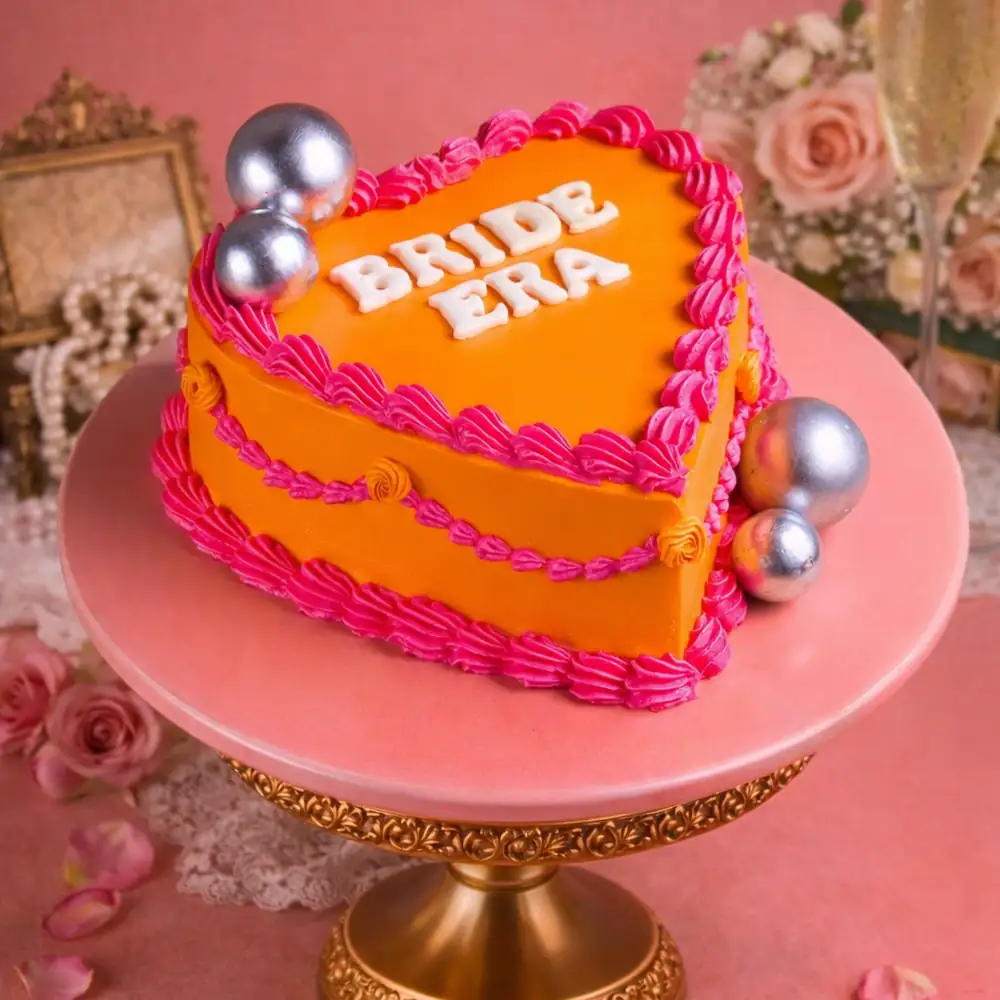 Trendy Bride Era Heart Theme Cake - TF Cakes Online Delivery Freshly baked handcrafted Trendy Bride Era Heart Theme Cake – Cake design by TF Cakes
