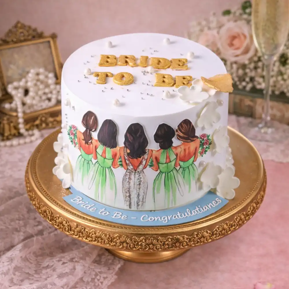 Bridal Squad Theme Bride To Be Cake - TF Cakes Online Delivery Freshly baked handcrafted Bridal Squad Theme Bride To Be Cake – Cake design by TF Cakes