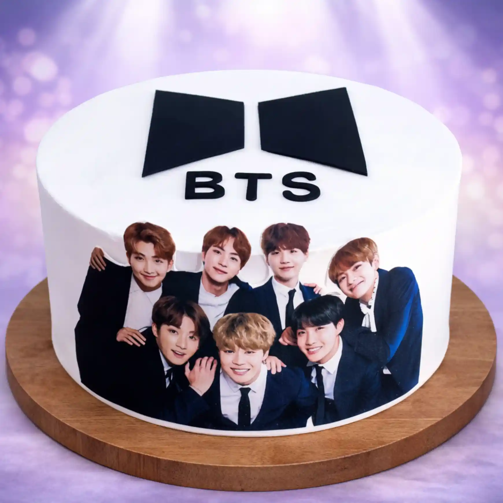 Freshly baked handcrafted Classic BTS Photo Theme Cake – Cake design by TF Cakes