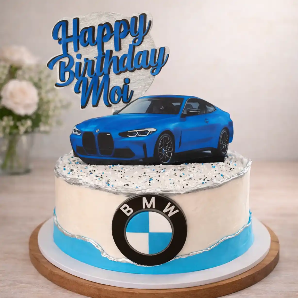 BMW Sports Car Theme Birthday Cake - TF Cakes Online Delivery Freshly baked handcrafted BMW Sports Car Theme Birthday Cake – Cake design by TF Cakes