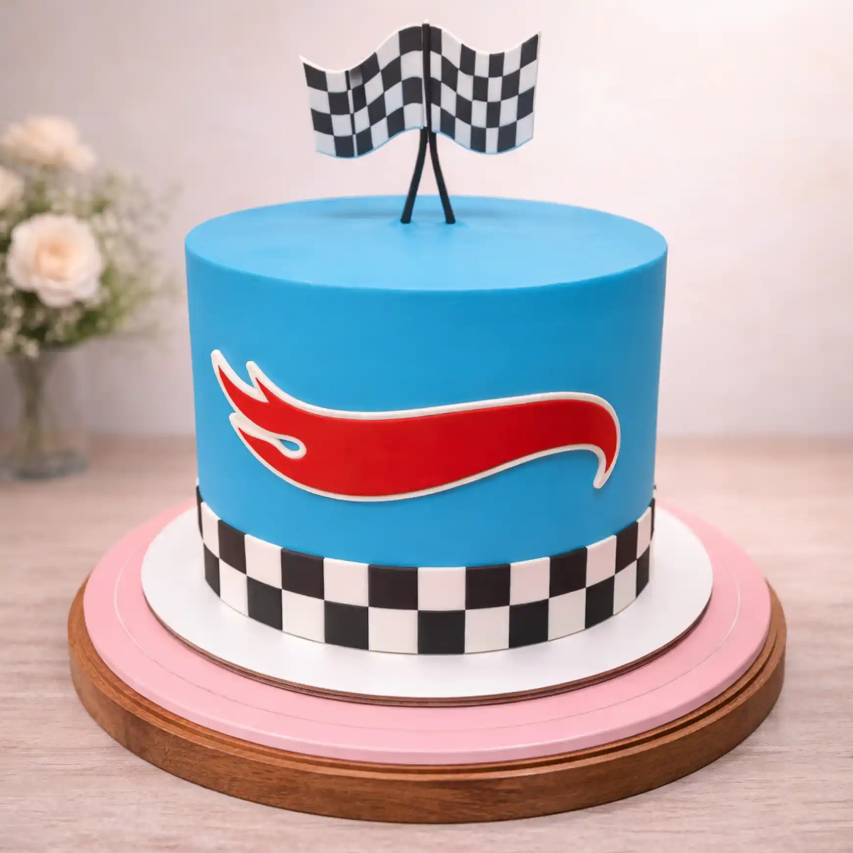 Hot Wheels Racing Theme Cake - TF Cakes Online Delivery Freshly baked handcrafted Hot Wheels Racing Theme Cake – Cake design by TF Cakes