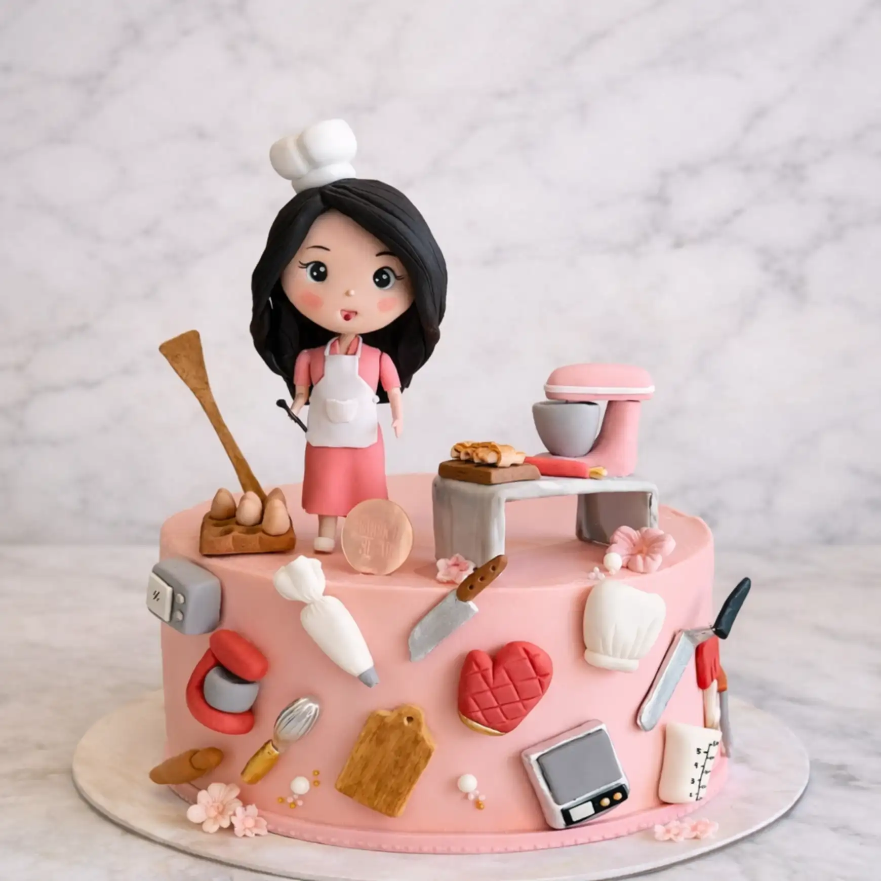 Cute Lady Chef Theme Cake - TF Cakes Online Delivery Freshly baked handcrafted Cute Lady Chef Theme Cake – Cake design by TF Cakes