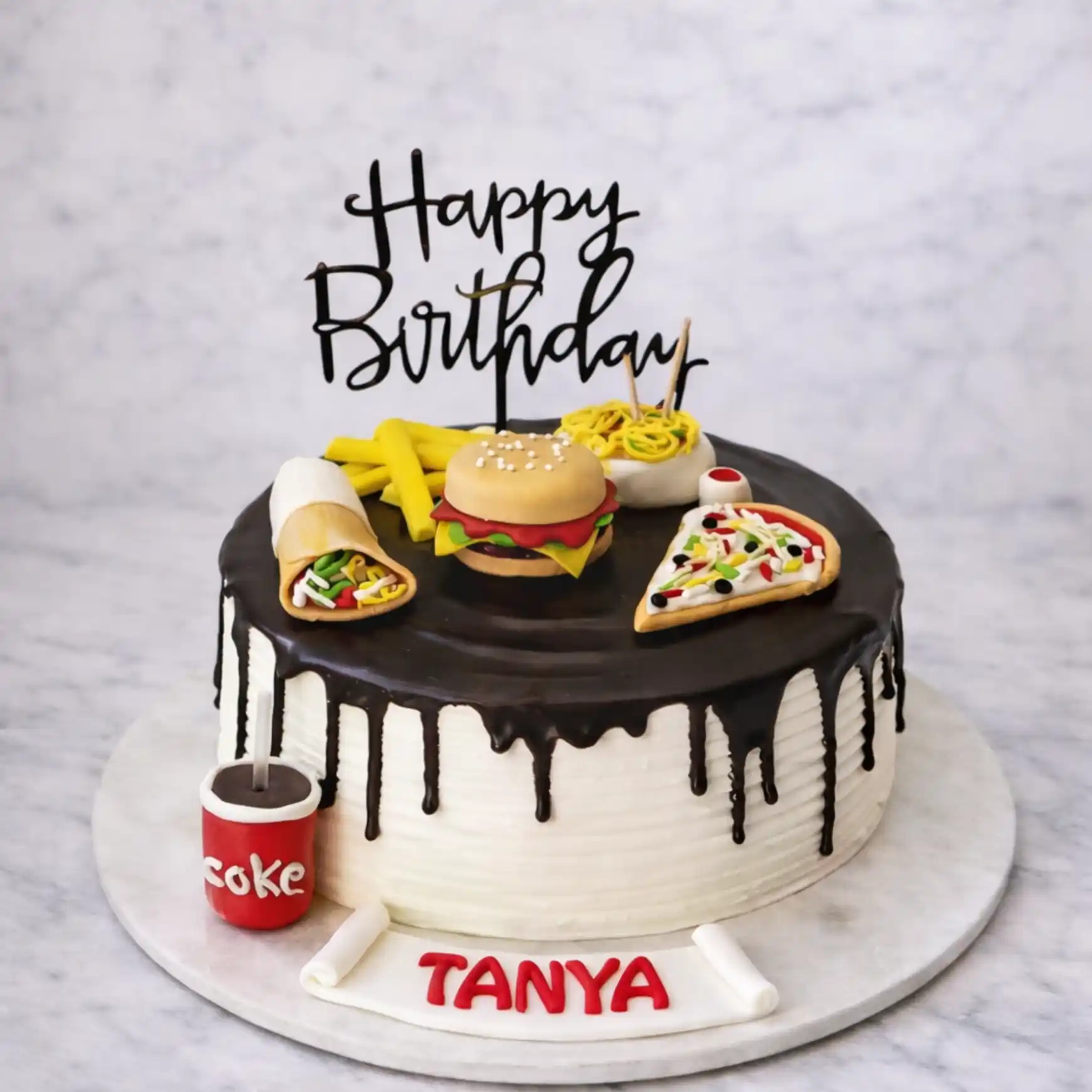 Food Lover Theme Birthday Cake - TF Cakes Online Delivery Freshly baked handcrafted Food Lover Theme Birthday Cake – Cake design by TF Cakes