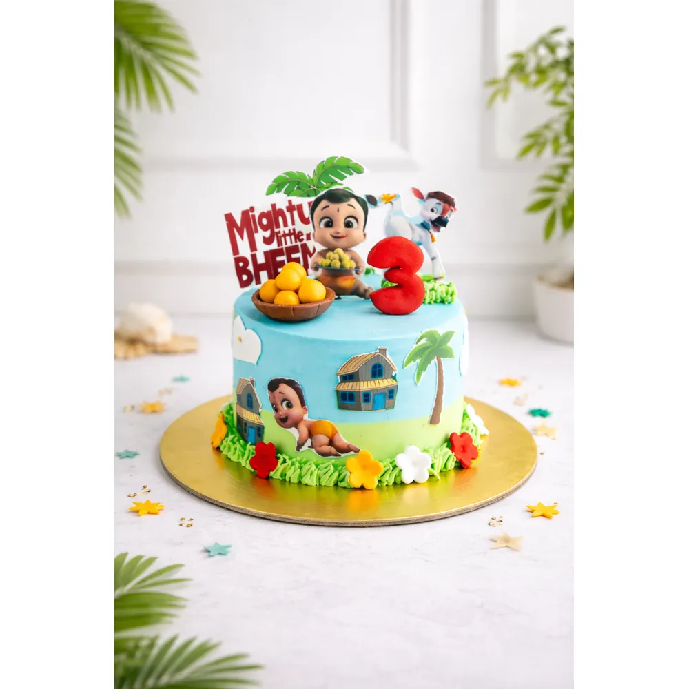 Mighty Little Bheem Theme Birthday Cake - TF Cakes Online Delivery Freshly baked handcrafted Mighty Little Bheem Theme Birthday Cake – Cake design by TF Cakes