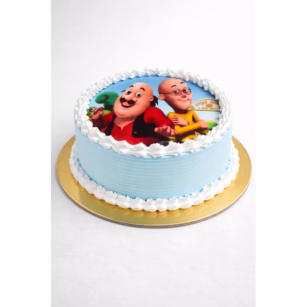 Motu Patlu Photo Print Birthday Cake - TF Cakes Online Delivery Freshly baked handcrafted Motu Patlu Photo Print Birthday Cake – Cake design by TF Cakes