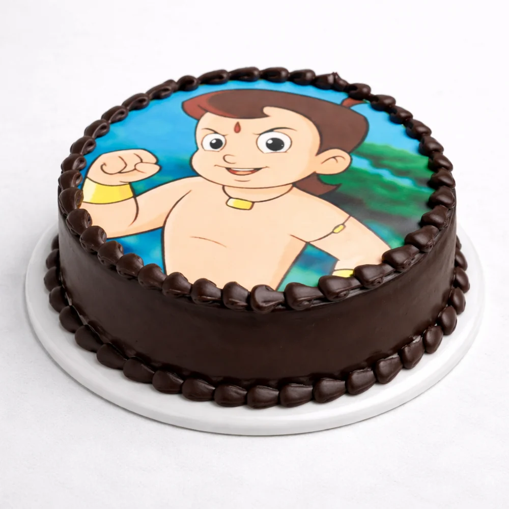 Chhota Bheem Chocolate Photo Cake - TF Cakes Online Delivery Freshly baked handcrafted Chhota Bheem Chocolate Photo Cake – Cake design by TF Cakes