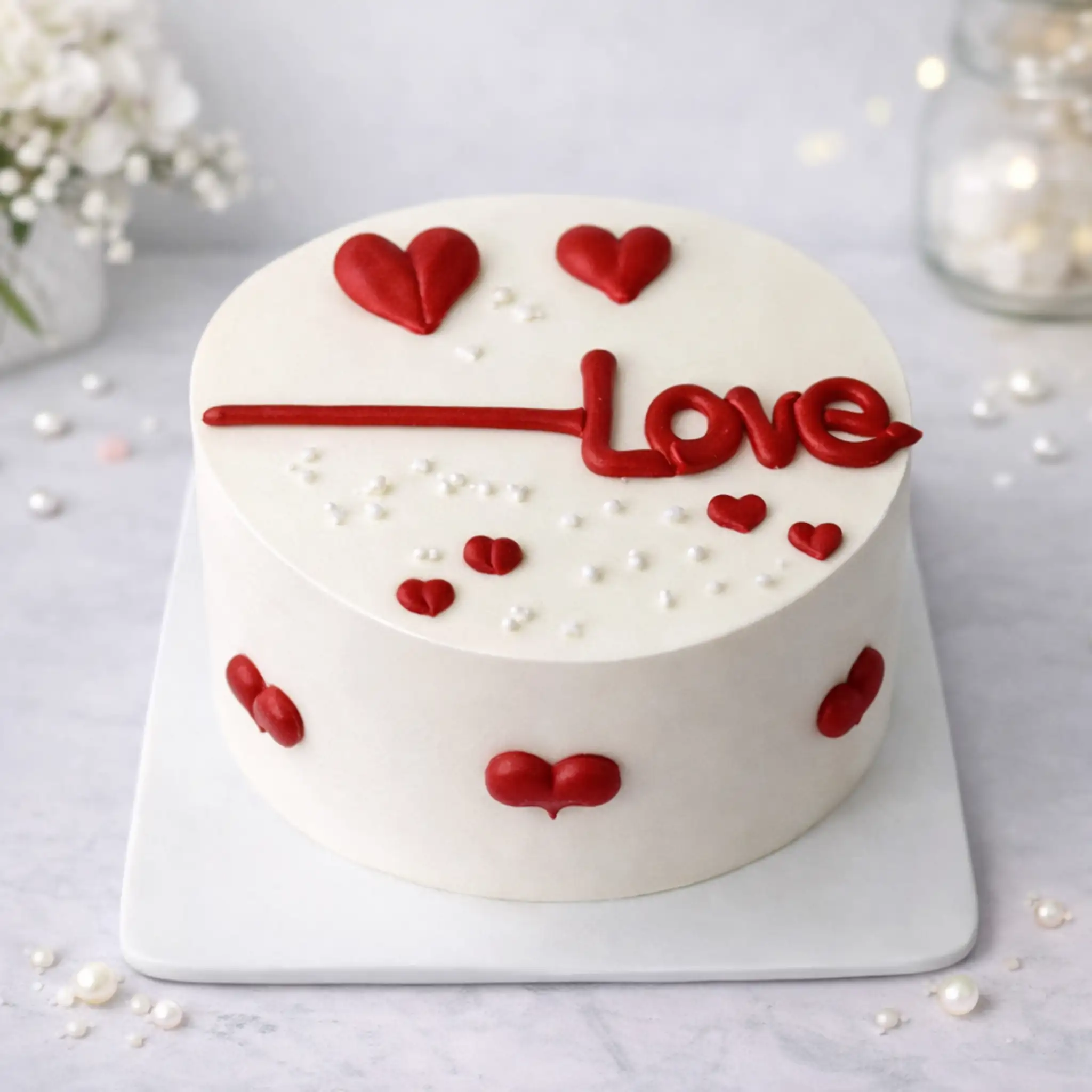 Love Heart Theme Valentine Cake - TF Cakes Online Delivery Freshly baked handcrafted Love Heart Theme Valentine Cake – Cake design by TF Cakes