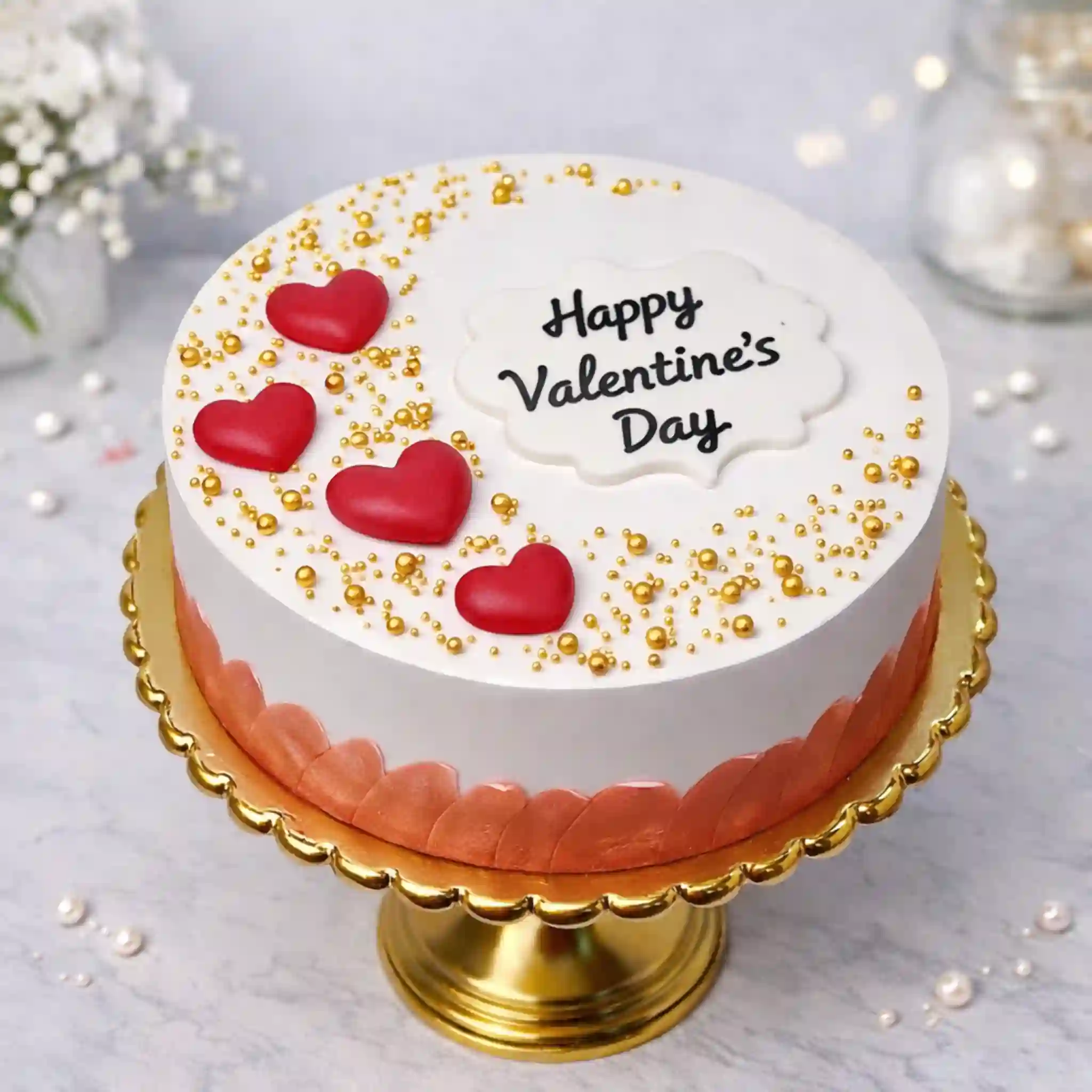Golden Sprinkles Valentine’s Day Cake - TF Cakes Online Delivery Freshly baked handcrafted Golden Sprinkles Valentine’s Day Cake – Cake design by TF Cakes