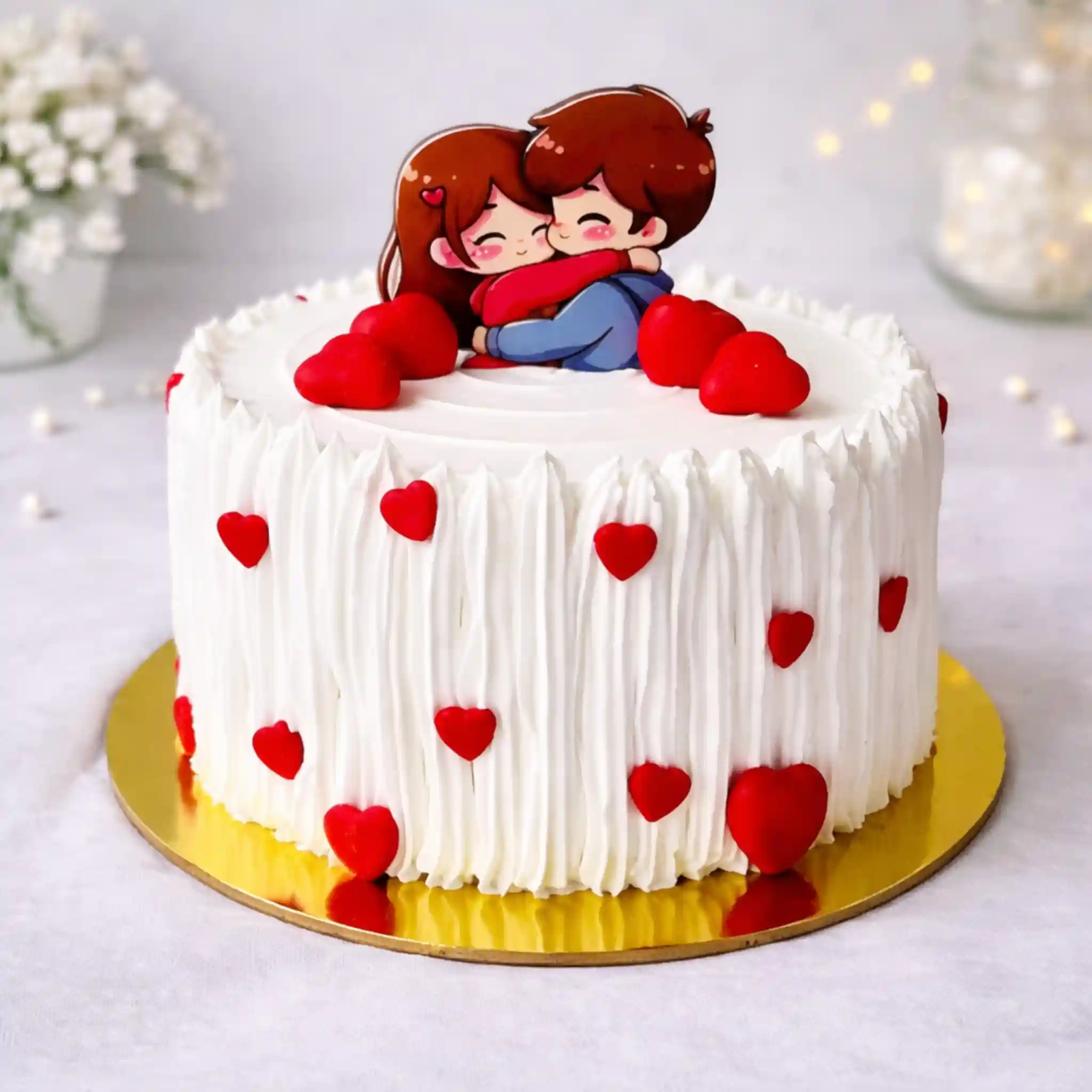 Hugging Couple Valentine Cake - TF Cakes Online Delivery Freshly baked handcrafted Hugging Couple Valentine Cake – Cake design by TF Cakes