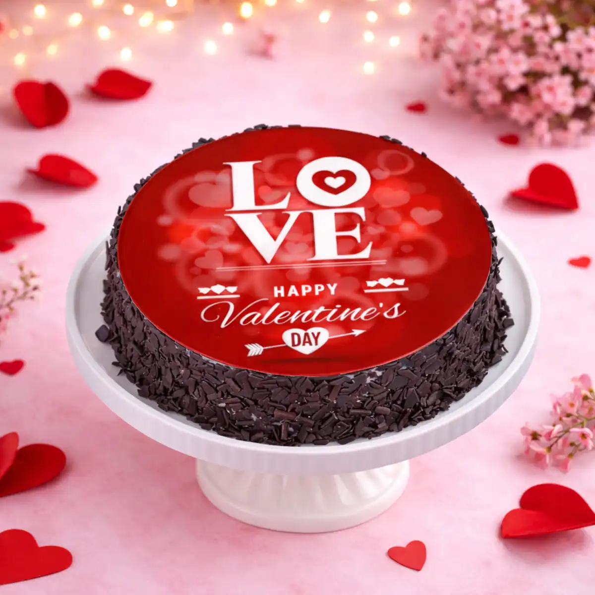 Love Message Red Valentine Cake - TF Cakes Online Delivery Freshly baked handcrafted Love Message Red Valentine Cake – Cake design by TF Cakes