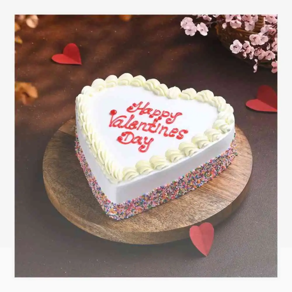 Heart Shape Sprinkles Valentine Cake - TF Cakes Online Delivery Freshly baked handcrafted Heart Shape Sprinkles Valentine Cake – Cake design by TF Cakes