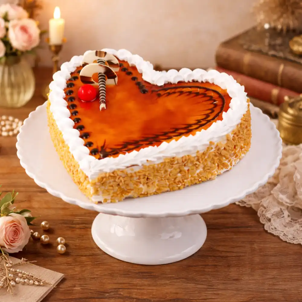 Classic Heart Shape Caramel Cake - TF Cakes Online Delivery Freshly baked handcrafted Classic Heart Shape Caramel Cake – Cake design by TF Cakes