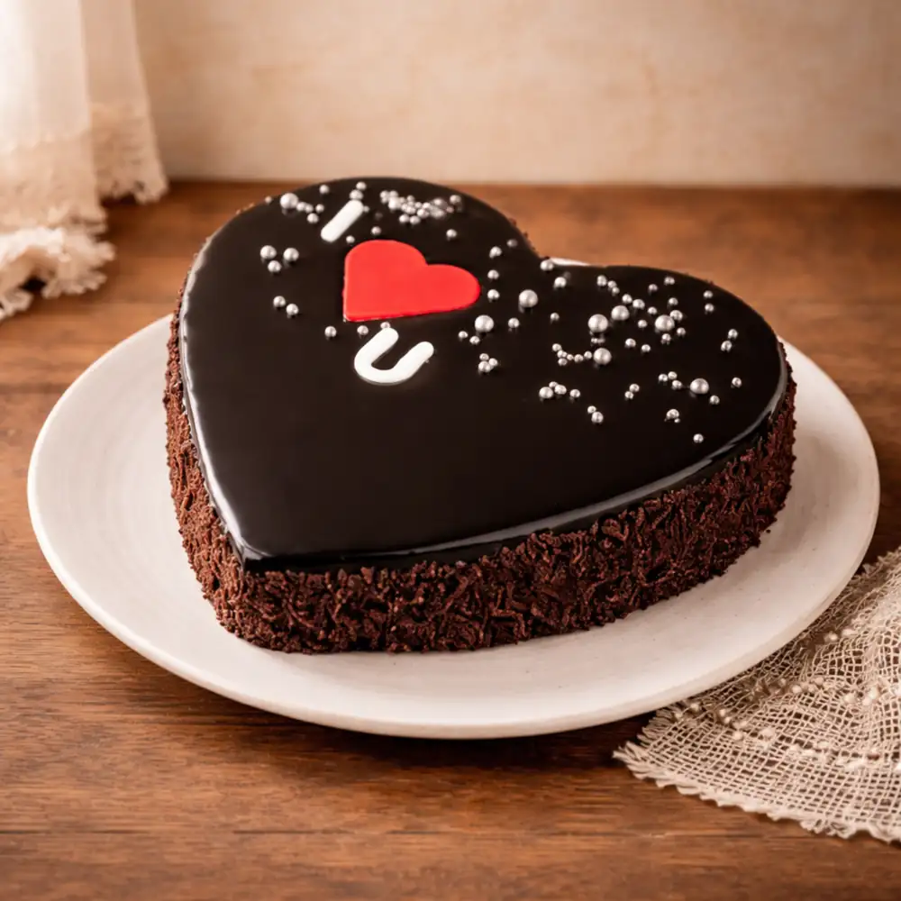 I Love You Heart Shape Chocolate Cake - TF Cakes Online Delivery Freshly baked handcrafted I Love You Heart Shape Chocolate Cake – Cake design by TF Cakes
