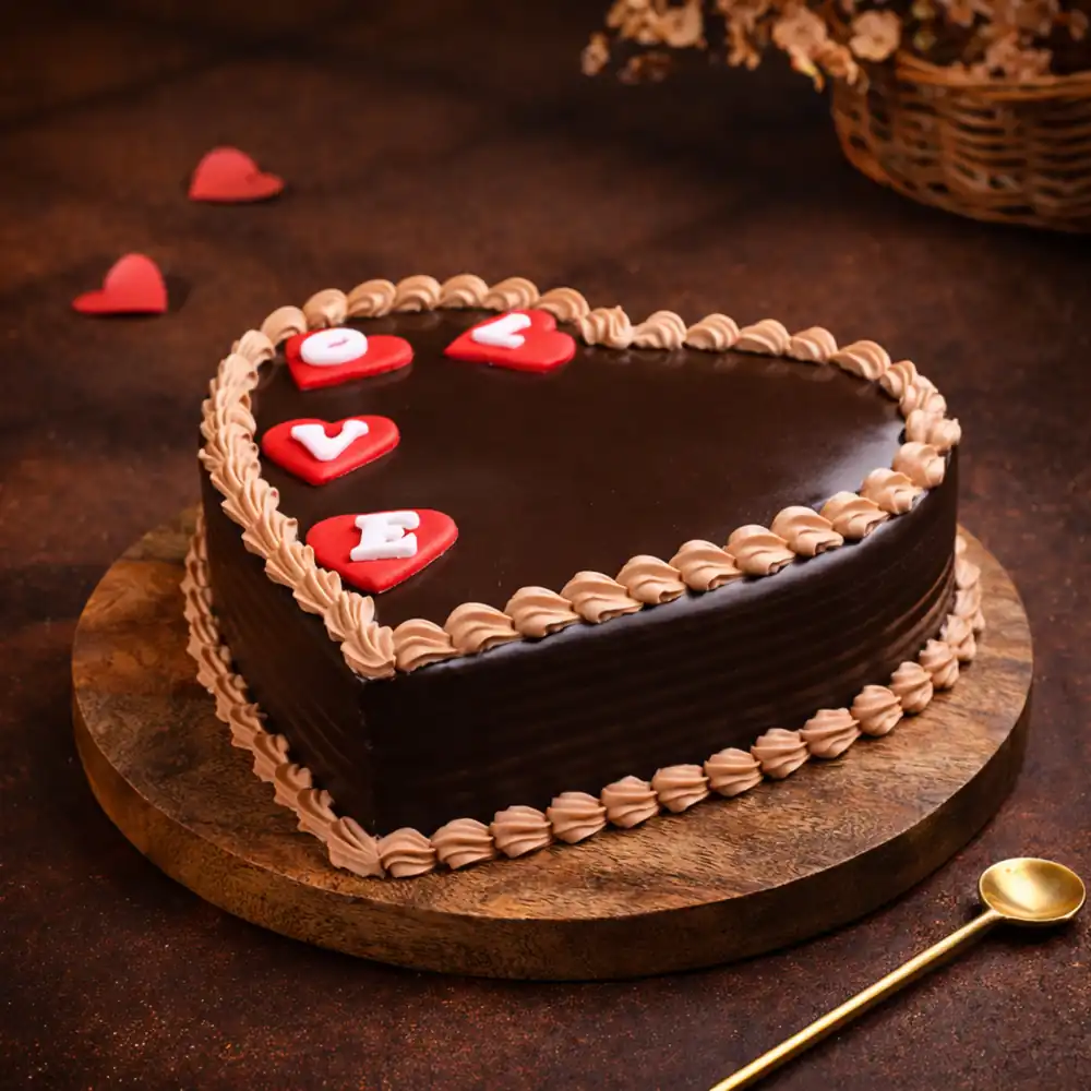 LOVE Letters Heart Shape Chocolate Cake - TF Cakes Online Delivery Freshly baked handcrafted LOVE Letters Heart Shape Chocolate Cake – Cake design by TF Cakes