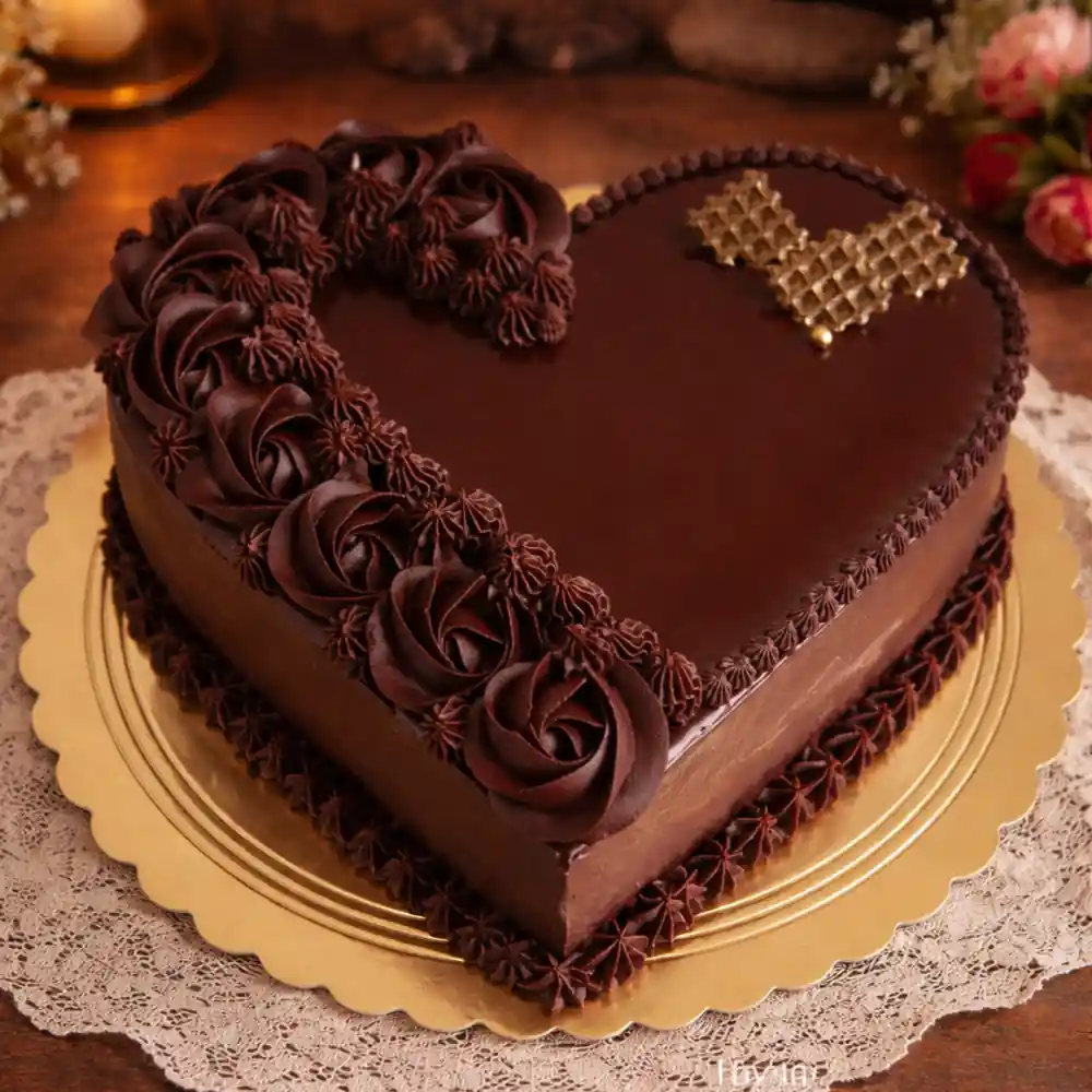 Classic Chocolate Heart Shape Cake - TF Cakes Online Delivery Freshly baked handcrafted Classic Chocolate Heart Shape Cake – Cake design by TF Cakes