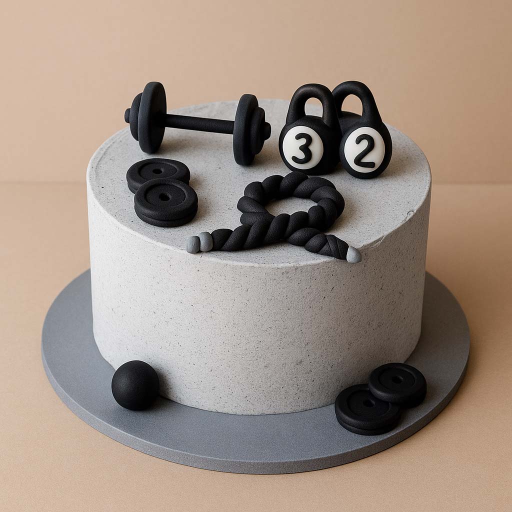 Minimal Gym barble Theme Cake - TF Cakes Online Delivery Freshly baked handcrafted Minimal Gym barble Theme Cake – Cake design by TF Cakes