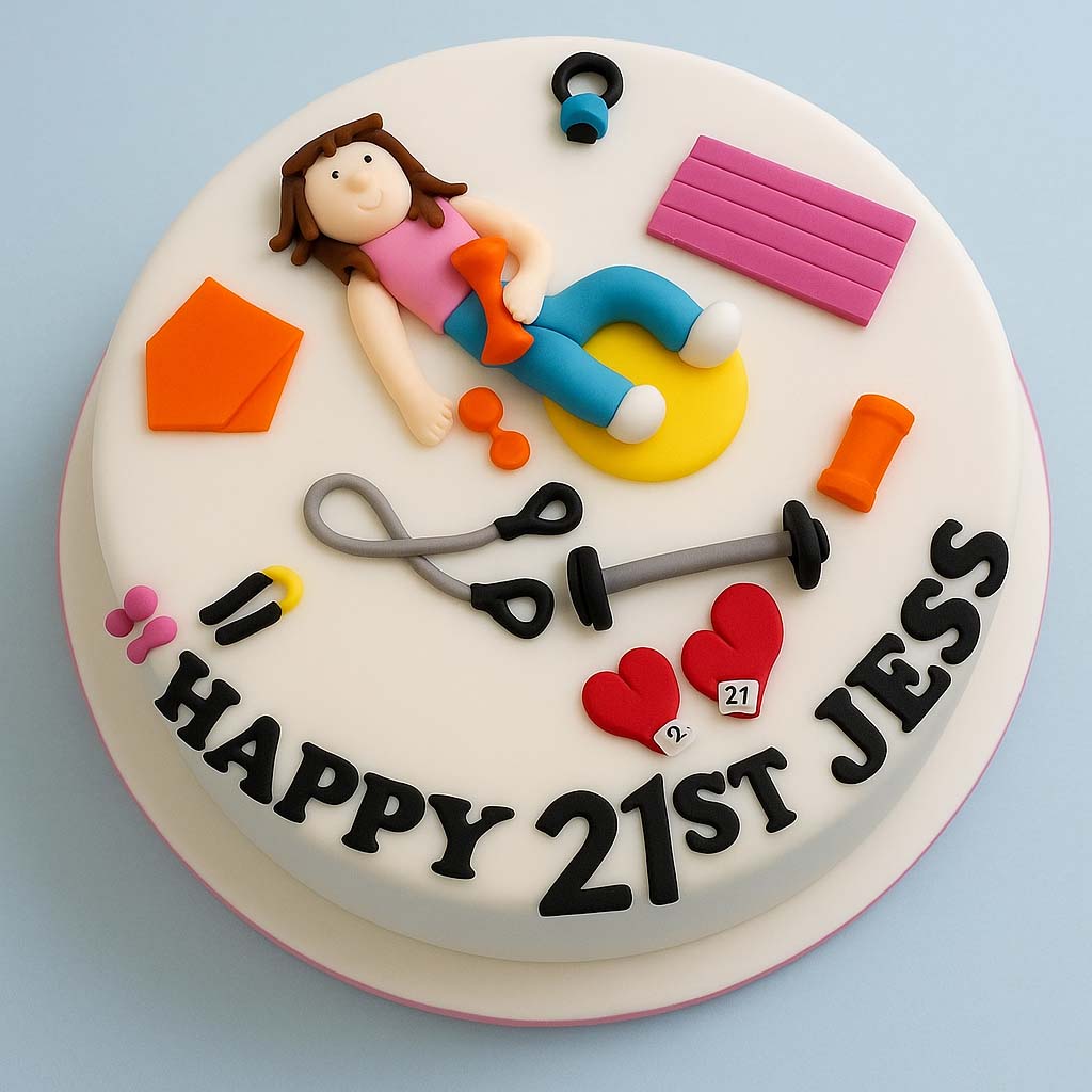 Personalized Fitness Girl Cake - TF Cakes Online Delivery Freshly baked handcrafted Personalized Fitness Girl Cake – Cake design by TF Cakes