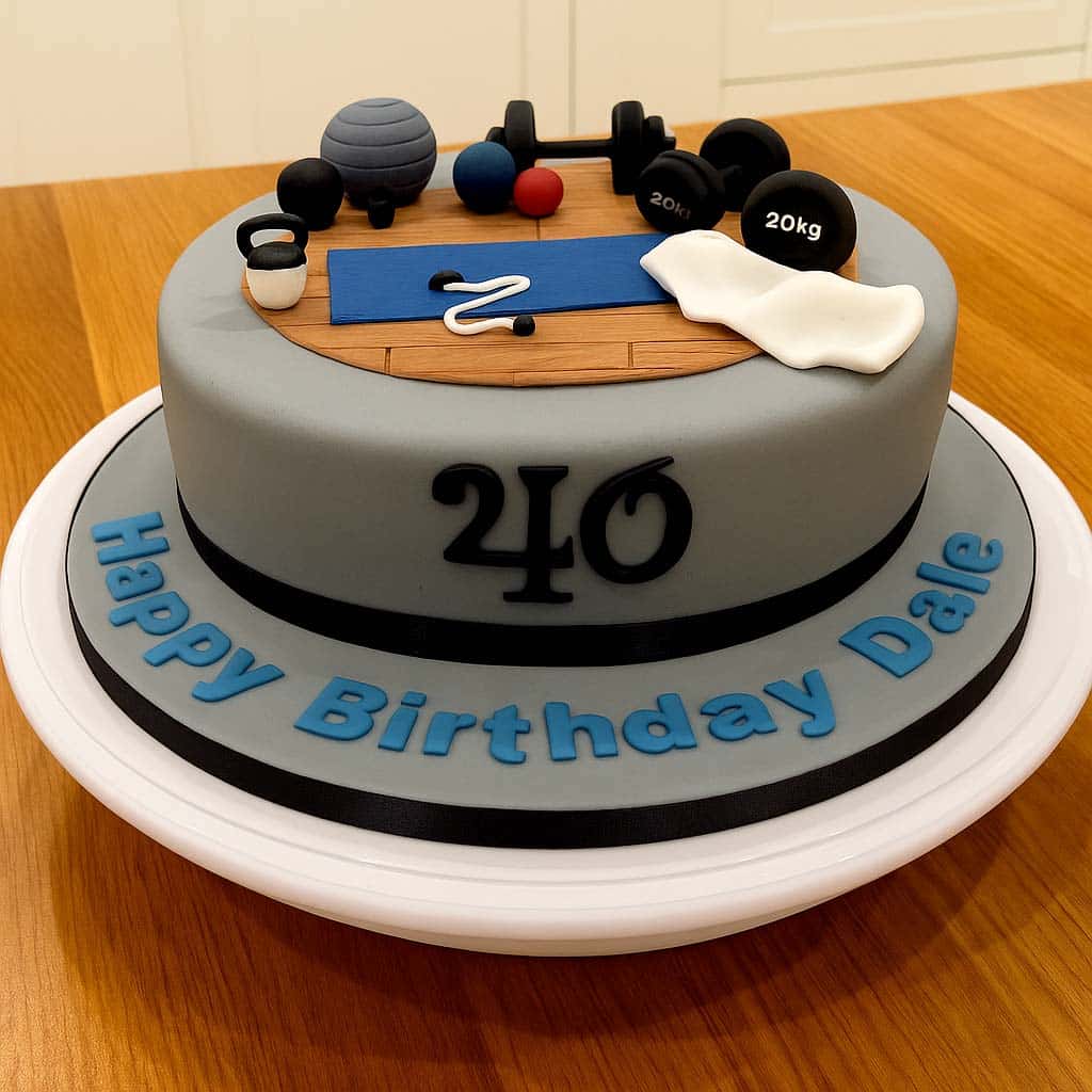 Gym Equipment Cake - TF Cakes Online Delivery Freshly baked handcrafted Gym Equipment Cake – Cake design by TF Cakes
