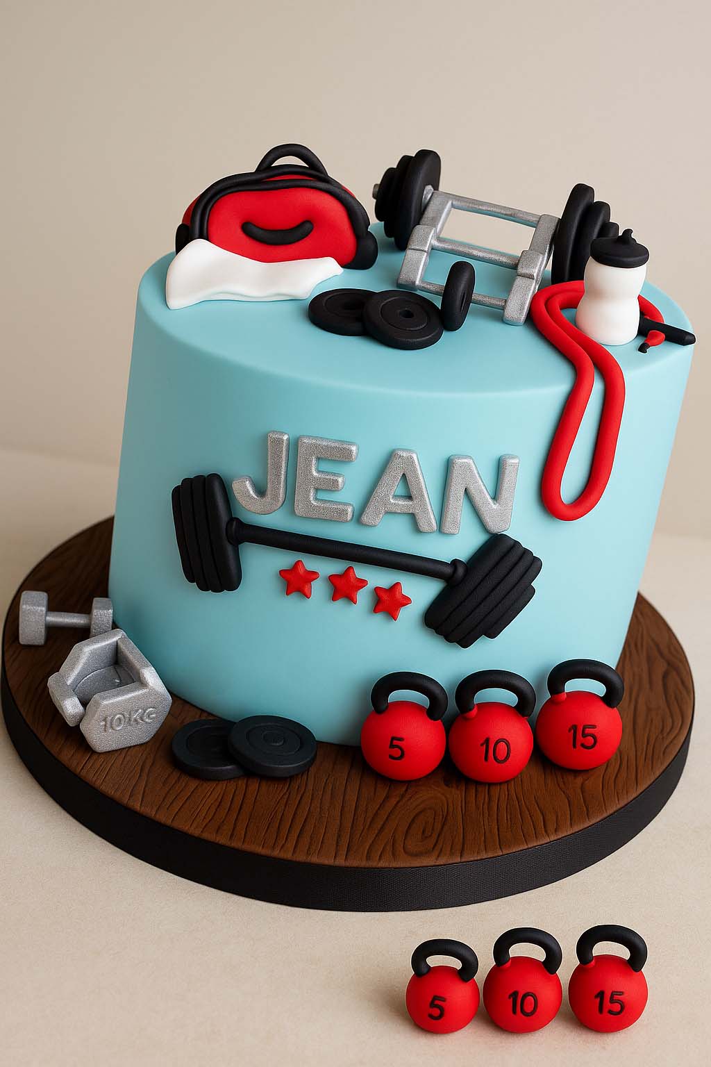 Personalized Gym Equipment Cake - TF Cakes Online Delivery Freshly baked handcrafted Personalized Gym Equipment Cake – Cake design by TF Cakes