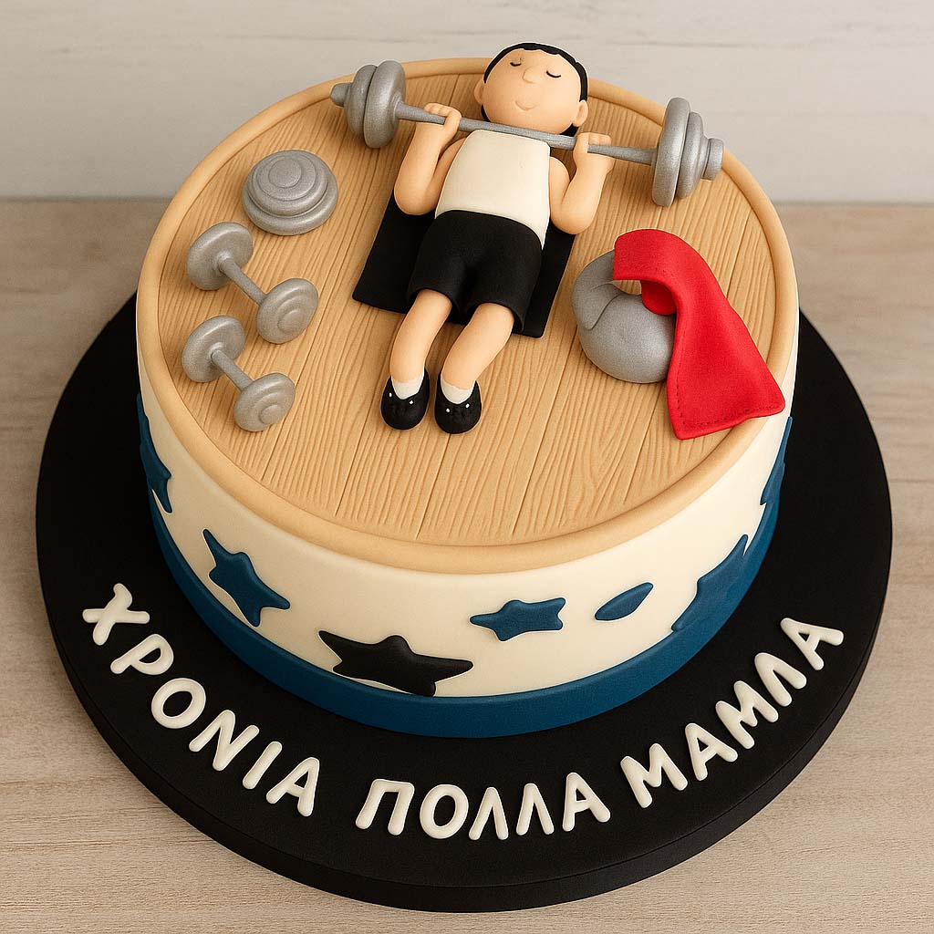 Weightlifting Workout Cake for Men - TF Cakes Online Delivery Freshly baked handcrafted Weightlifting Workout Cake for Men – Cake design by TF Cakes