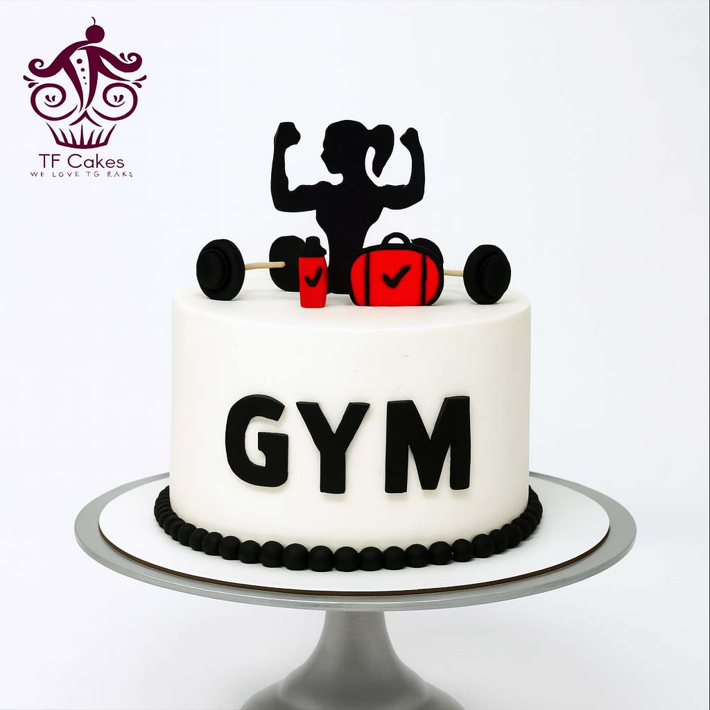 Silhouette Gym Girl Cake - TF Cakes Online Delivery Freshly baked handcrafted Silhouette Gym Girl Cake – Cake design by TF Cakes
