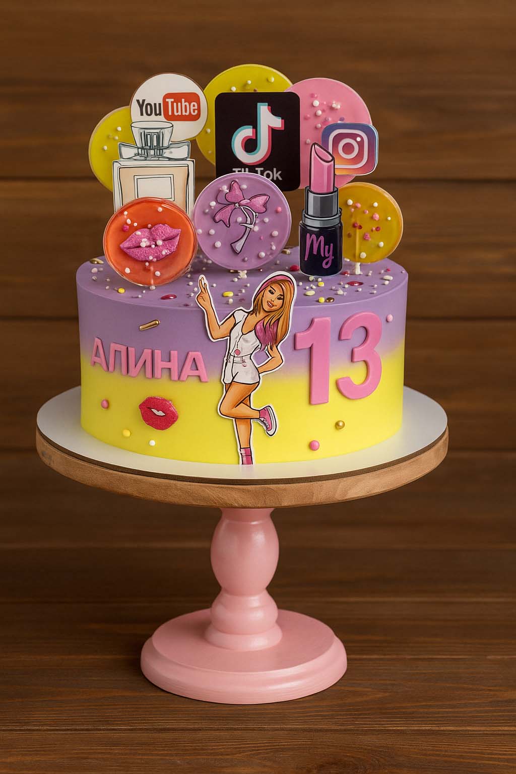 Makeup & TikTok Theme Cake - TF Cakes Online Delivery Freshly baked handcrafted Makeup & TikTok Theme Cake – Cake design by TF Cakes