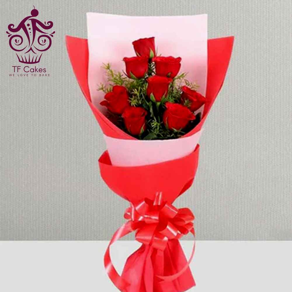 Elegant Red Rose Bouquet - TF Cakes Online Delivery Freshly baked handcrafted Elegant Red Rose Bouquet – Cake design by TF Cakes