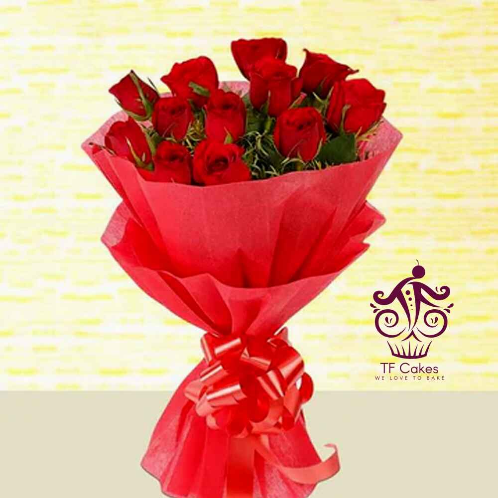 Classic Dozen Red Roses - TF Cakes Online Delivery Freshly baked handcrafted Classic Dozen Red Roses – Cake design by TF Cakes