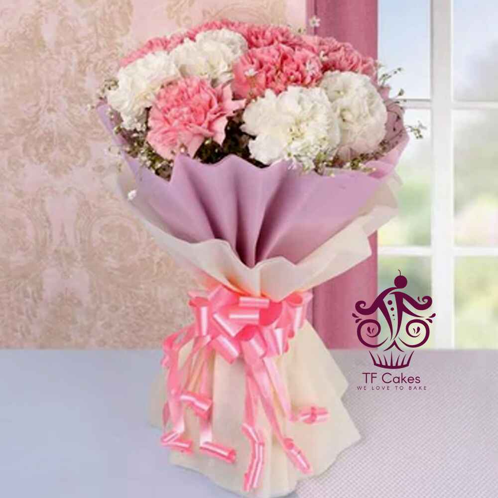 Pastel Carnation Bouquet - TF Cakes Online Delivery Freshly baked handcrafted Pastel Carnation Bouquet – Cake design by TF Cakes