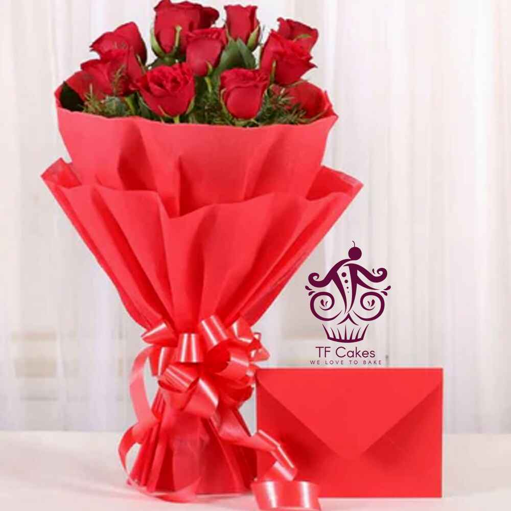 Charming Red Roses with Envelope - TF Cakes Online Delivery Freshly baked handcrafted Charming Red Roses with Envelope – Cake design by TF Cakes