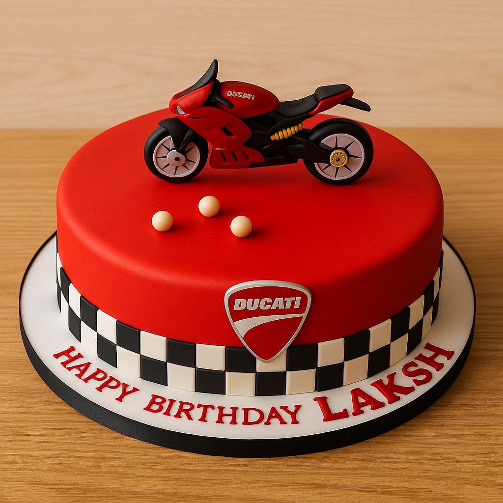 Ducati Bike Theme Birthday Cake - TF Cakes Online Delivery Freshly baked handcrafted Ducati Bike Theme Birthday Cake – Cake design by TF Cakes