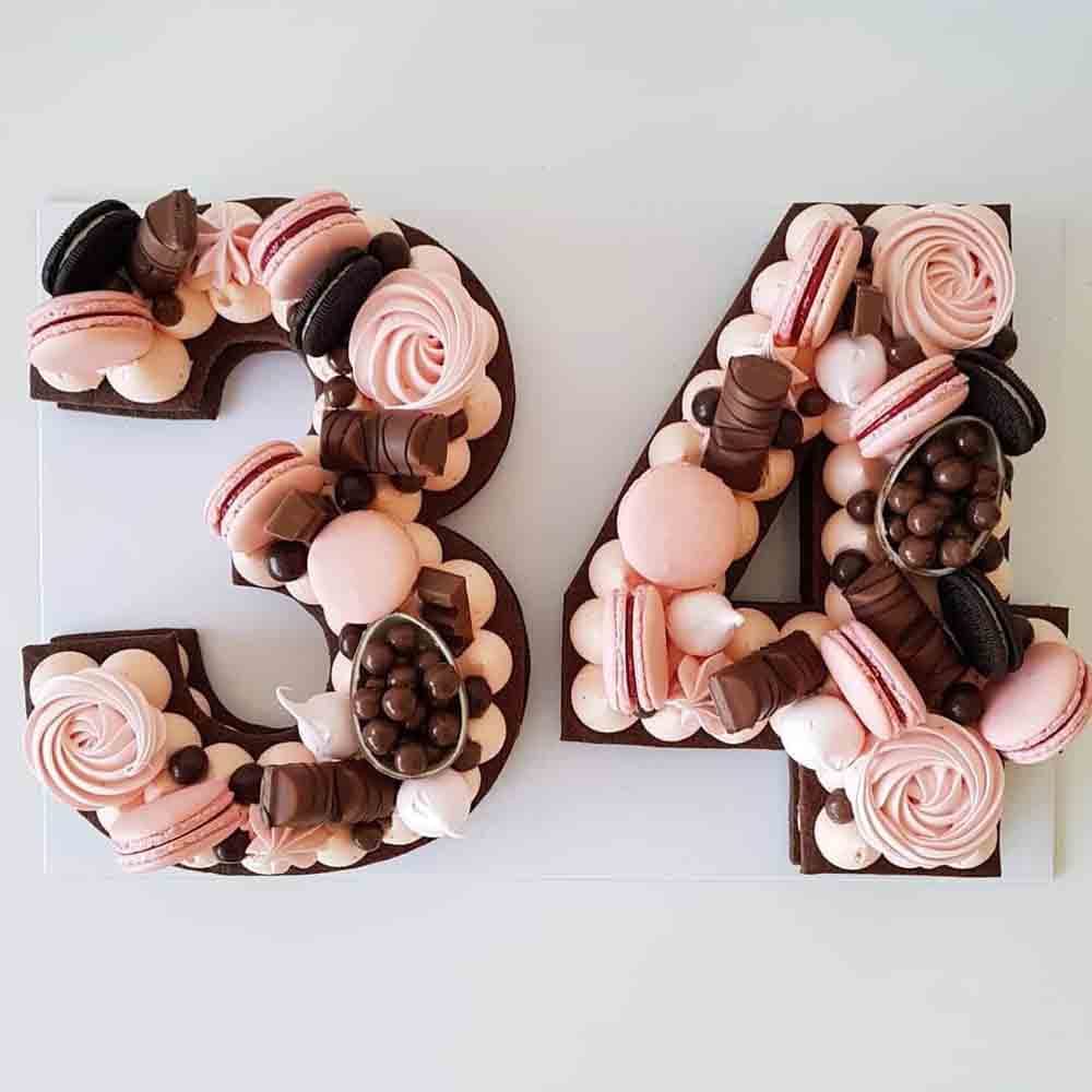 Chocolate Loaded 34 Number Cake - TF Cakes Online Delivery Freshly baked handcrafted Chocolate Loaded 34 Number Cake – Cake design by TF Cakes